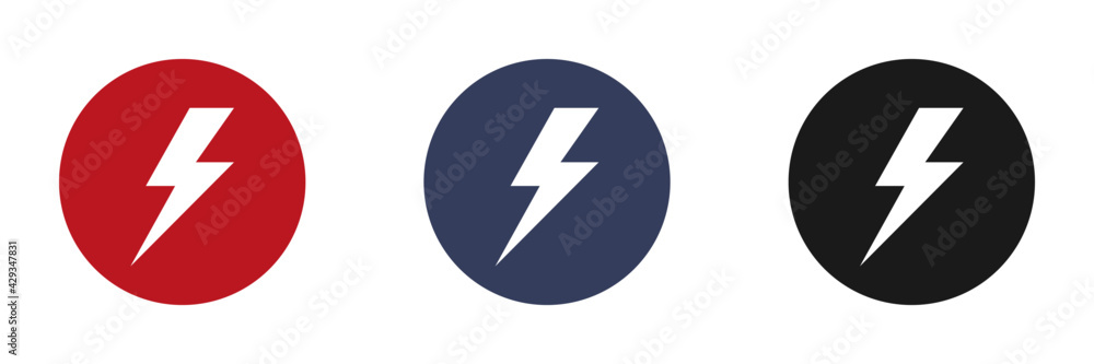 Set of electrical lightning logo designs. Thunder icons. Modern flat style. Set of electrical lightning logo designs. Thunder icons. Modern flat style.