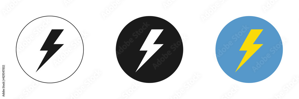 Set of electrical lightning logo designs. Thunder icons. Modern flat style. Set of electrical lightning logo designs. Thunder icons. Modern flat style.