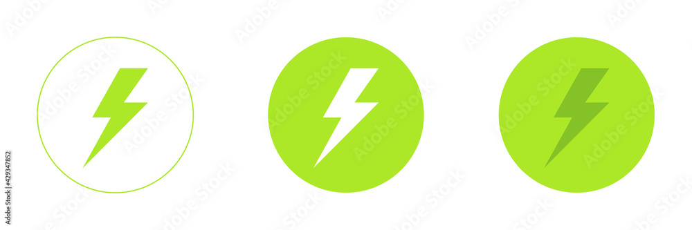 Set of electric lightning logo designs. Environment and nature protection symbol. Template interface icon. Set of electric lightning logo designs. Environment and nature protection symbol. Template interface icon.