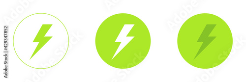 Set of electric lightning logo designs. Environment and nature protection symbol. Template interface icon.