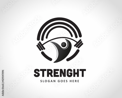 circle abstract fitness gym human fitting logo icon symbol design illustration