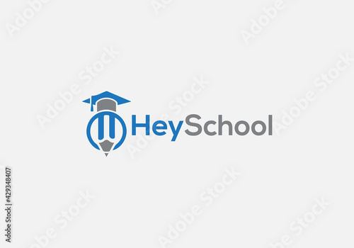 Hey School Abstract Education emblem logo design