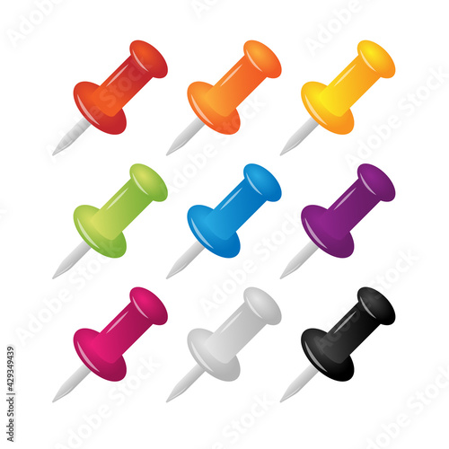 Set of pins concept multicolors kids and supplies vector © gassh