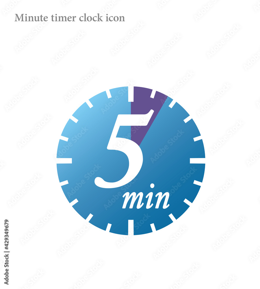 Simple 5 minutes timer clock icon Simple 5 minutes timer clock icon