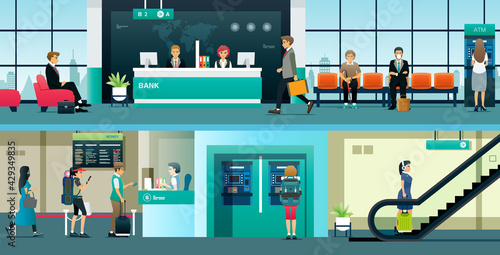Employees of banks and financial institutions serve citizens in exchanging money.

