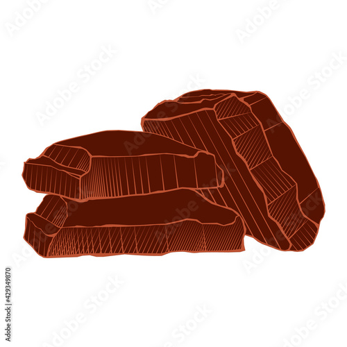 Pieces of dark chocolate bar