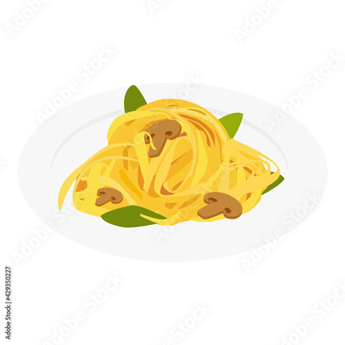 Pasta spaghetti with mushrooms dish