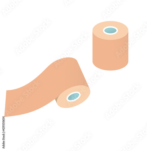 イラスト素材: キネシオテープ　テーピング　マスキングテープ　ベージュ色の複数セット