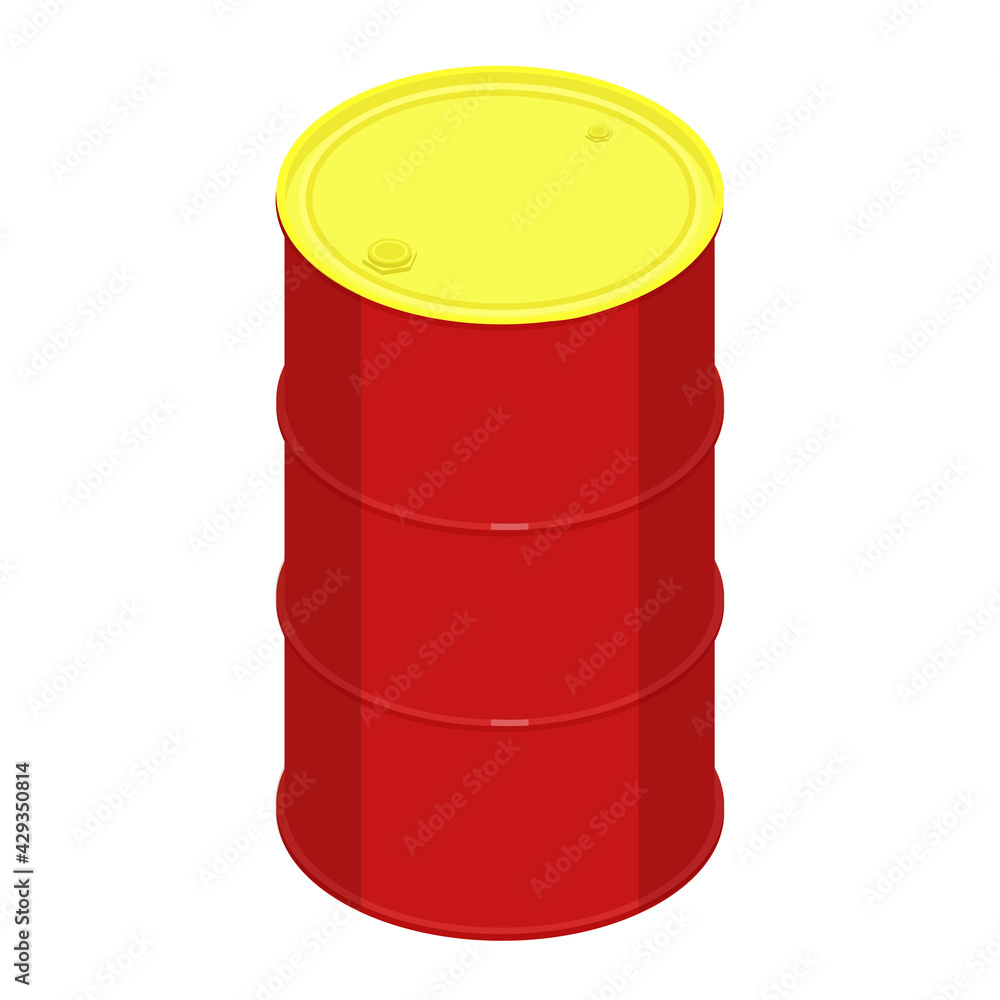 Obraz premium Blank realistic red oil barrel with yellow cap