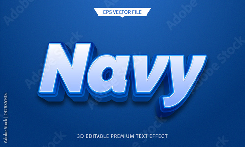blue navy color 3d editable text style effect