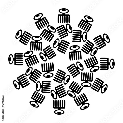 Vector mandala with ancient tribal ethnic symbols of adinkra. Ritual screen printing of African peoples and tribes .