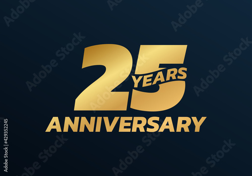 25 years anniversary logo design. 25th birthday celebration icon or badge. Vector illustration.