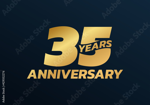 35 years anniversary logo design. 35th birthday celebration icon or badge. Vector illustration.