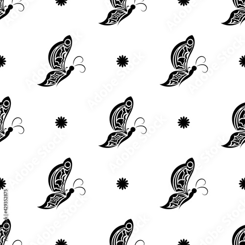 Seamless pattern with butterflies. Baroque patterns. Good for menus, postcards, wrapping paper, and backgrounds. Vector illustration.