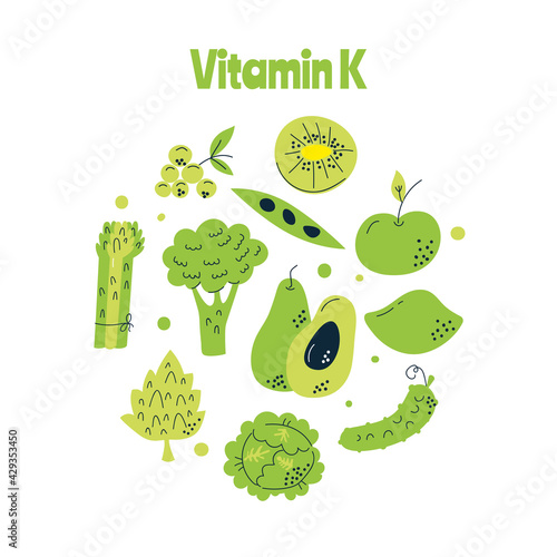 The main food sources of vitamin K. The concept of healthy eating.