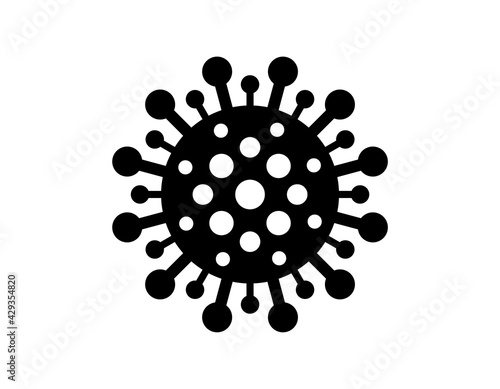 Coronavirus bacteria cell black icon. 2019-nCoV novel corona virus outbreak sign. Respiratory infection risk disease and covid-19 flu epidemic emblem. Vector isolated symbol illustration