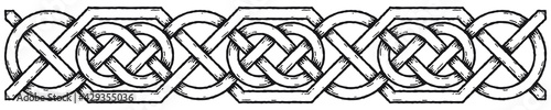 Celtic border with circles, with shadows. Linear border made with Celtic knots for use in designs for St. Patrick's Day. photo