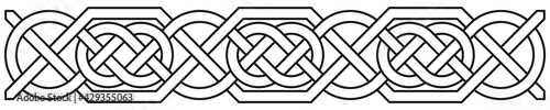 Celtic border with circles. Linear border made with Celtic knots for use in designs for St. Patrick's Day.