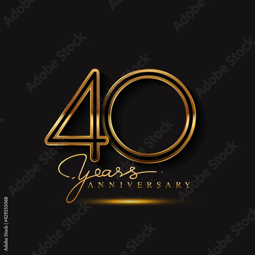 40 Years Anniversary Logo Golden Colored isolated on black background, vector design for greeting card and invitation card