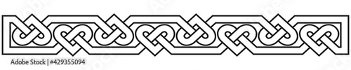 Celtic border with hearts. Linear border made with Celtic knots for use in designs for St. Patrick's Day.