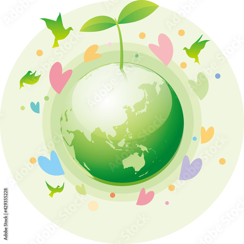 新芽が生えている地球のイメージイラスト