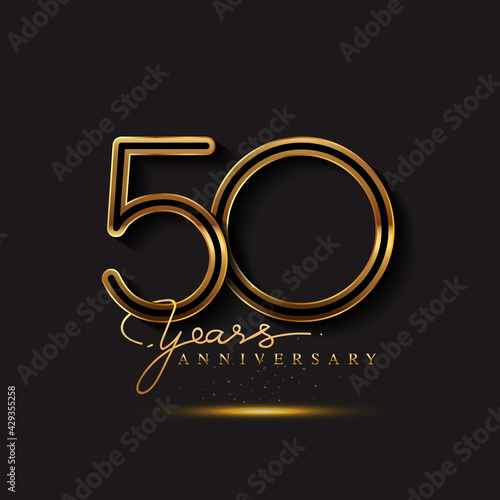 Obraz na płótnie 50 Years Anniversary Logo Golden Colored isolated on black background, vector design for greeting card and invitation card w salonie