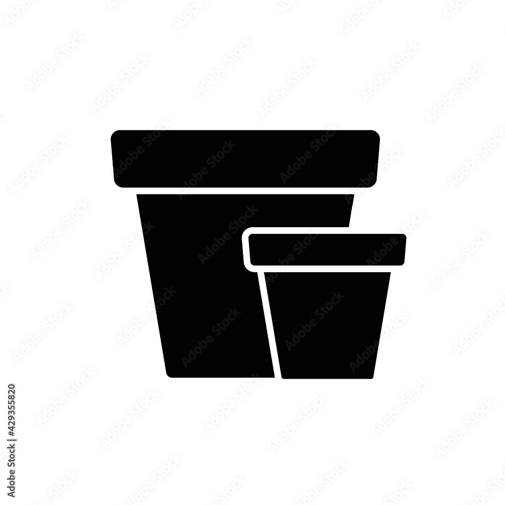 Two pots glyph icon. Garden inventory, equipment. Customizable thin line contour symbols. Isolated vector outline illustrations. Two pots glyph icon. Garden inventory, equipment. Customizable thin line contour symbols. Isolated vector outline illustrations.