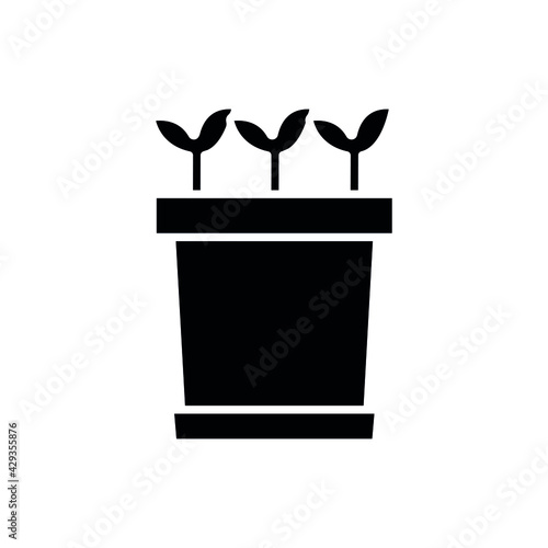 Seedlings in a pot glyph icon. Garden inventory, equipment. Customizable thin line contour symbols. Isolated vector outline illustrations.