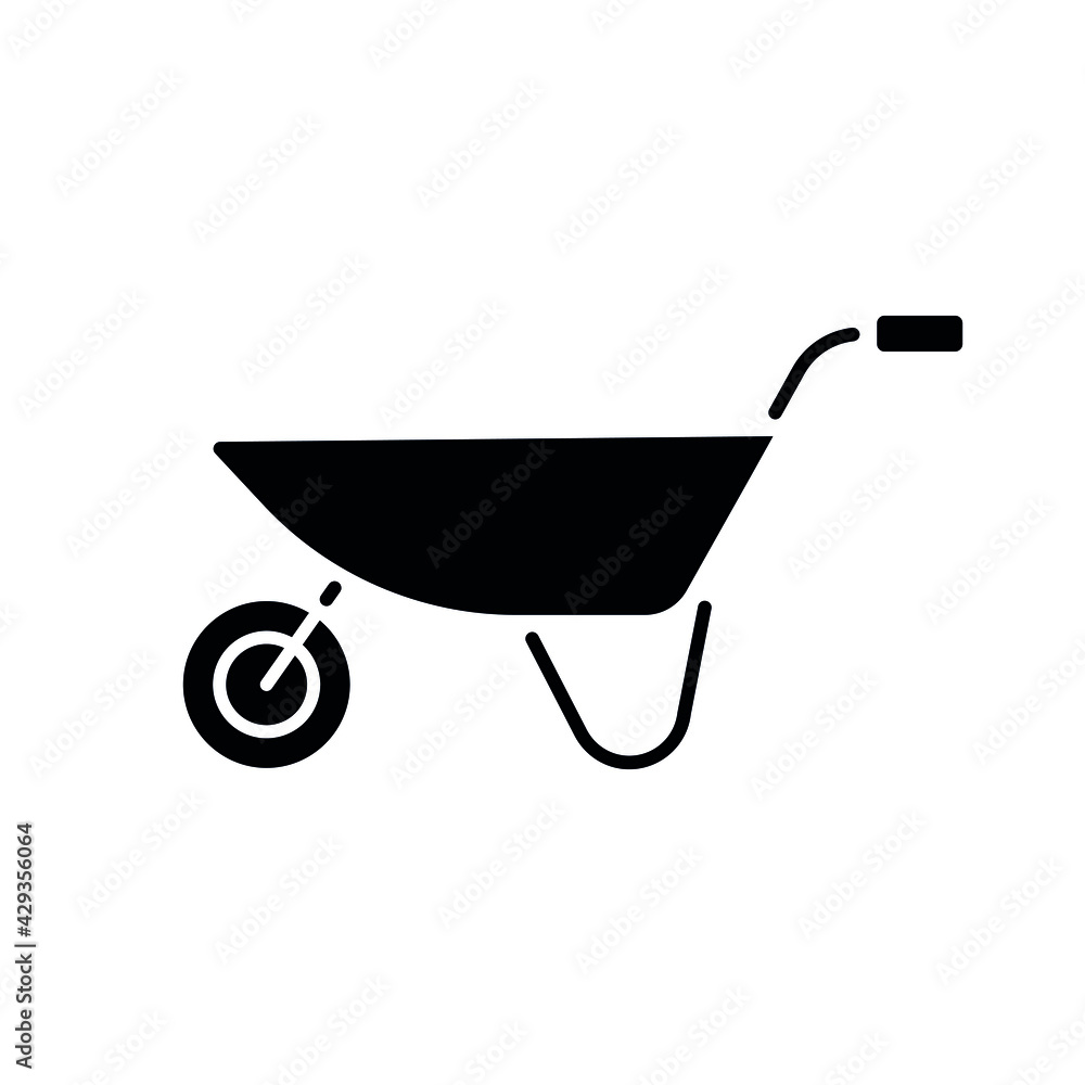 Wheelbarrow glyph icon. Garden inventory, equipment. Customizable thin line contour symbols. Isolated vector outline illustrations. Wheelbarrow glyph icon. Garden inventory, equipment. Customizable thin line contour symbols. Isolated vector outline illustrations.