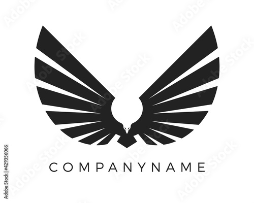 Simple eagle logo design. Black vector illustration.