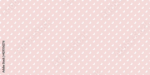 Pink and white moon seamless repeat pattern vector background