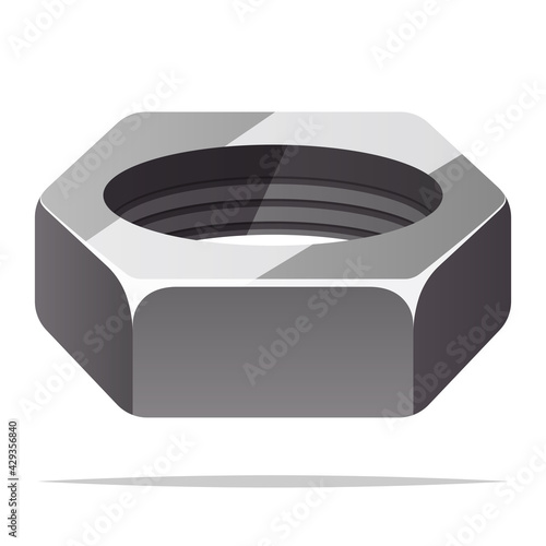 Metal hex nut vector isolated illustration