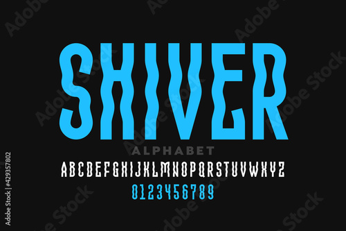 Shiver style font design, alphabet letters and numbers photo
