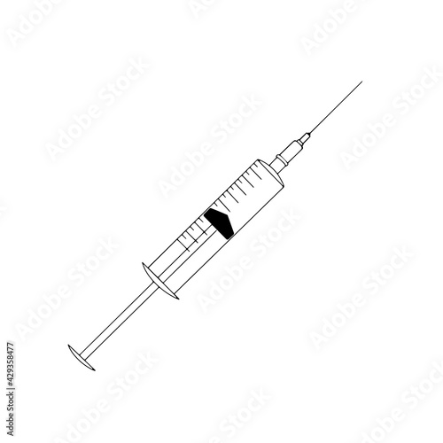 Simple illustration of a syringe in the style of a flat illustration