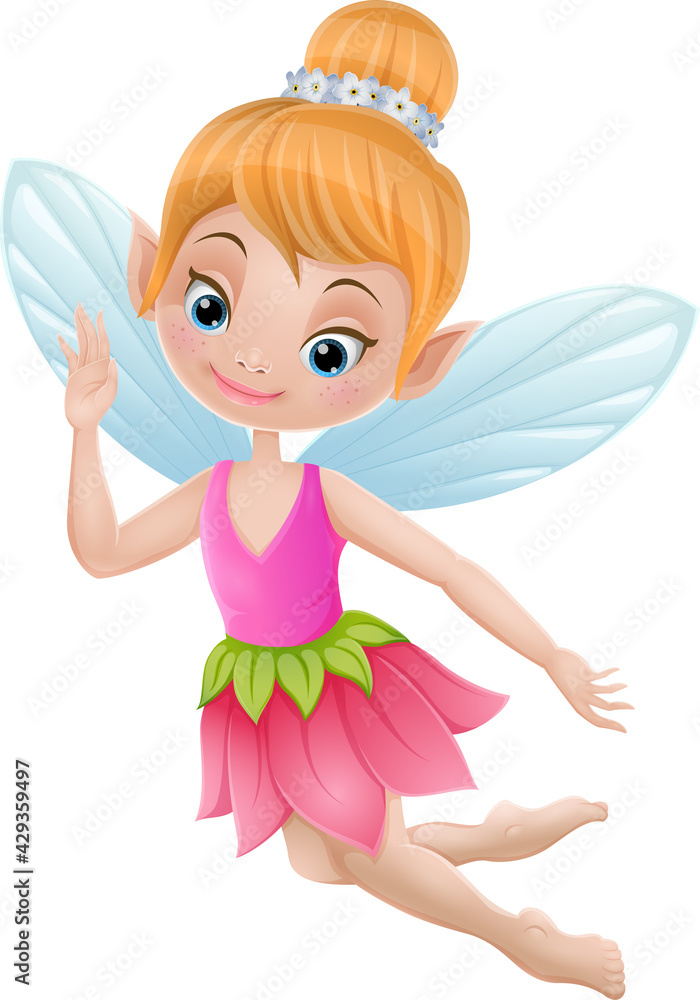 Cartoon cute little fairy on white background Cartoon cute little fairy on white background