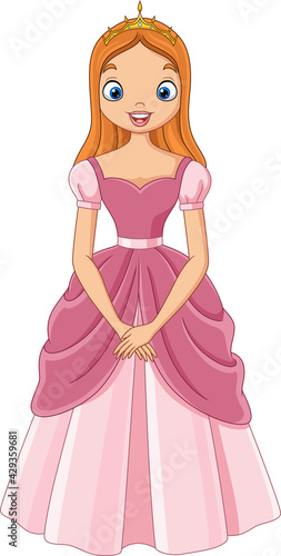 Cartoon beautiful princess in pink dress