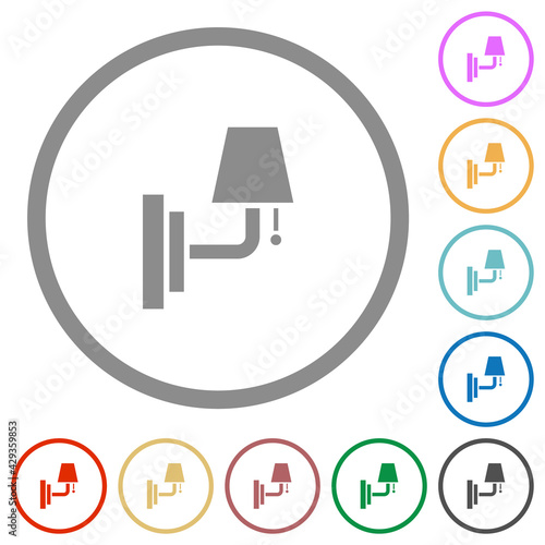 Wall lamp flat icons with outlines photo