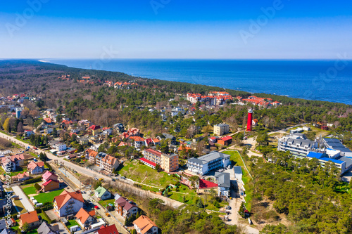 Aerial view of the Krynica Morska town on the Vistula Spit. Poland