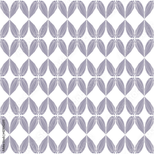 Vector seamless pattern in pastel gray colors, hatched petals arranged on a white background in a geometric order