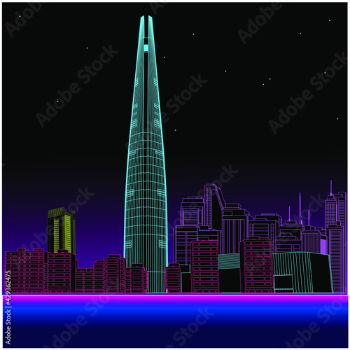 Vector beautiful city seoul korea