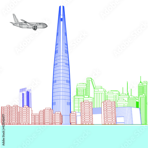 Vector beautiful city seoul korea
