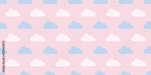 Pastel clouds seamless repeat pattern vector background
