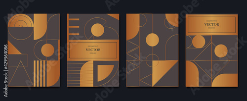Gold and Luxury Invitation card design vector. Abstract geometry frame and Art deco pattern background. Use for wedding invitation  cover  VIP card  print  poster and wallpaper. Vector illustration.