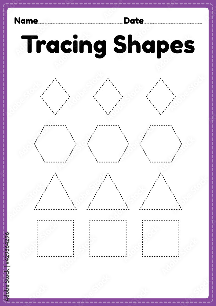 Tracing shapes worksheet for kindergarten and preschool kids for ...