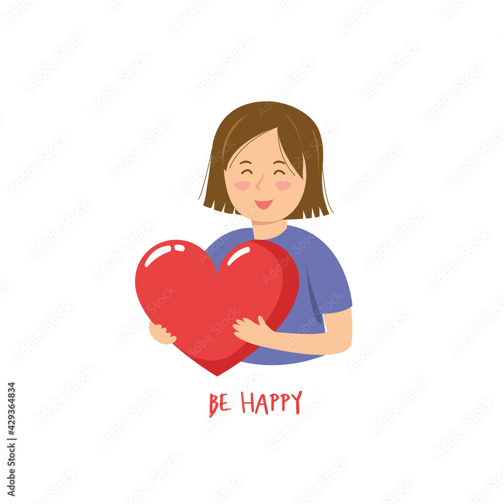 Young girl holding red heart with smiling face and happy. Young girl holding red heart with smiling face and happy.