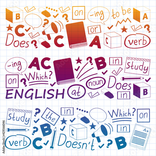 English course. E-learning, online education. English language