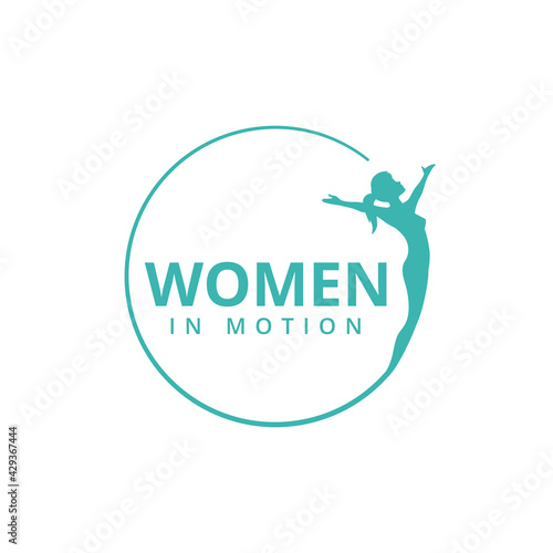 Woman in motion logo design. Vector element.