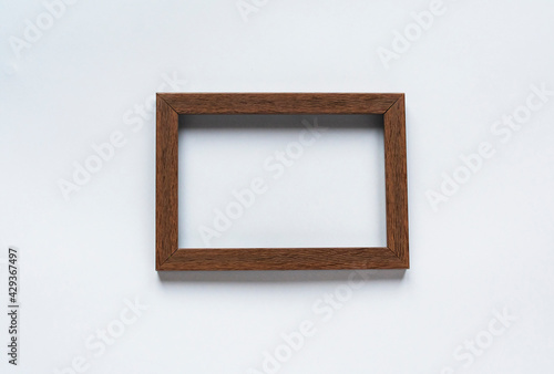 wooden frame on white background, photo frame