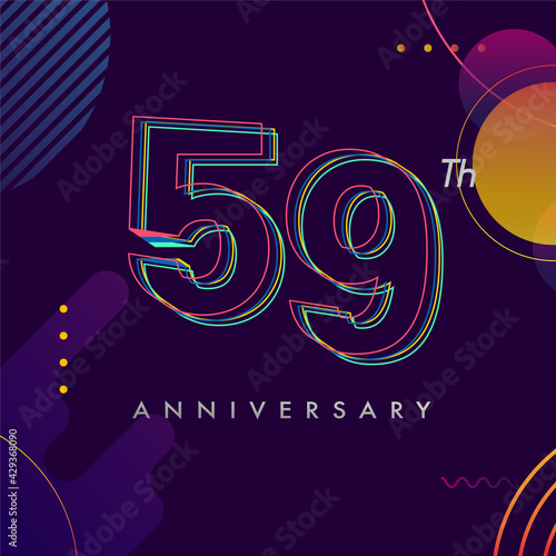 59 years anniversary logo  vector design birthday celebration with colorful geometric background and circles shape.