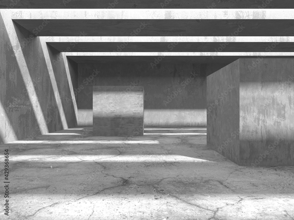 Fototapeta premium Abstract architecture background. Empty rough concrete interior